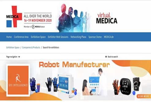 Výstava Medica Germany Si Yi ruční funkční rehabilitační robot